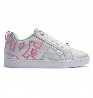 DC Court Graffik SE - Leather Shoes Blancos Plateados Rosas | ISGJOL731