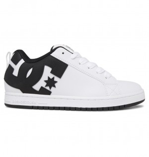 DC Court Graffik - Leather Shoes Blancos Negros Negros | HMUWPC082