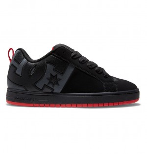 DC Court Graffik - Leather Shoes Negros Grises Rojos | IOJWVG896
