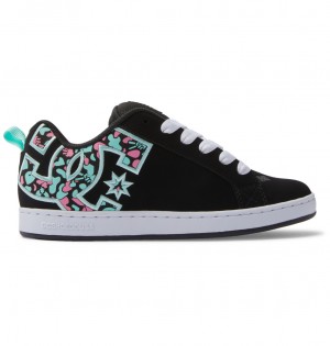 DC Court Graffik - Shoes Negros Rosas Turquesa | NXAHBU298