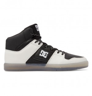 DC DC Cure - High-Top Leather Skate Shoes Negros Creme | AVDQKS387