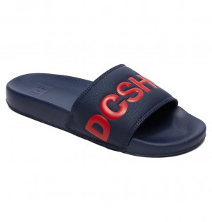DC DC Slide - Slider Sandals Azul Marino Rojos | IMKUFO608