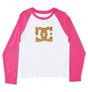 DC DC Star Fill - Long Sleeve T-Shirt Blancos Fucsia | HDBWNM965