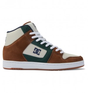 DC Manteca 4 Hi S - High-Top Leather Skate Shoes Marrom Marrom Verdes | RSTMHB963