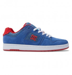 DC Manteca S - Leather Skate Shoes Azules Rojos | BROHIL463