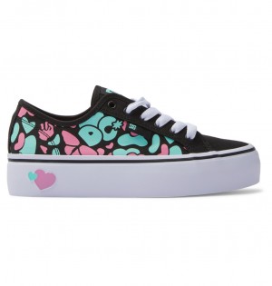 DC Manual Platform - Shoes Negros Rosas Turquesa | UZQTGX345