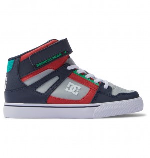 DC Pure High-Top EV - High-Top Leather Shoes Grises Azul Marino | CLQMHX319