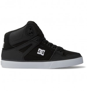 DC Pure High-Top - Leather High-Top Shoes Negros Negros Blancos | HXJVYR248