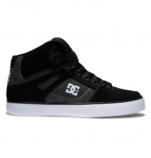 DC Pure High-Top - Leather High-Top Shoes Negros | BGIZSU872