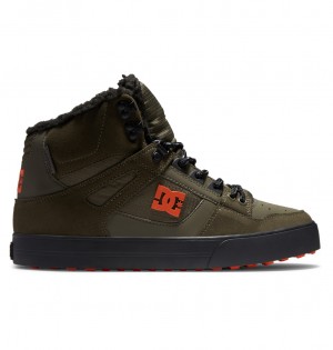 DC Pure High WNT - Winter High-Top Boots Verde Oliva Naranjas | TDAMRN036
