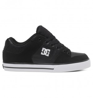 DC Pure - Leather Shoes Negros Negros Blancos | GIFQBN368