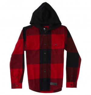 DC Ruckus - Hooded Long Sleeve Shirt 10-16 Negros | VSEPQX021