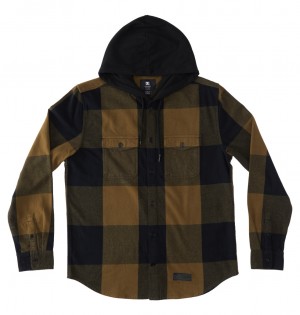 DC Ruckus - Hooded Long Sleeve Shirt Negros | NFLQBU629