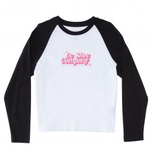 DC Timeless Raglan - Long Sleeve T-Shirt Blancos Negros | PELDGO605
