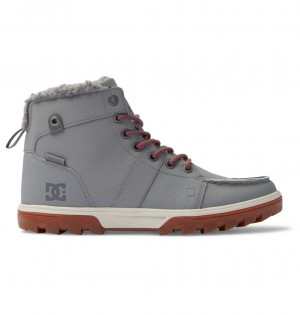 DC Woodland - Sherpa Lined Leather Boots Grises | JMGXDP982